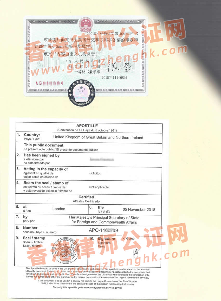 開曼公司注冊證書公證認證樣本